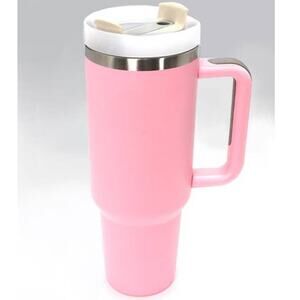 Tumbler Stainless Steel 40oz Solid Pink with Handle